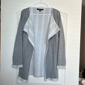 Gray and white cardigan